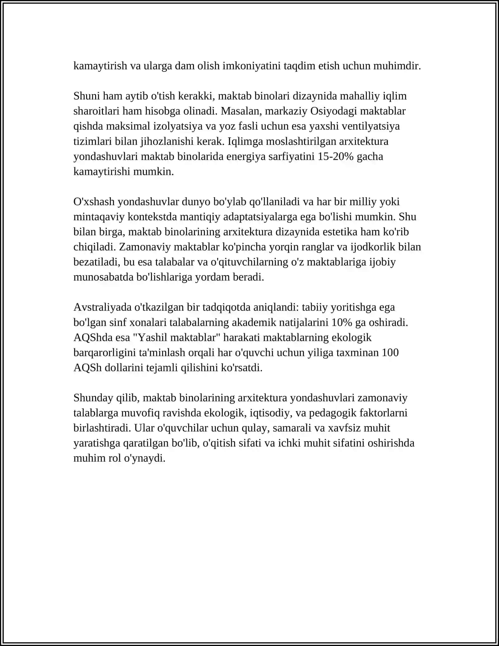 UMUMTA’LIM MAKTAB BINOLARINING ARXITEKTURAVIYQURILISH MYO’YORLARI 4