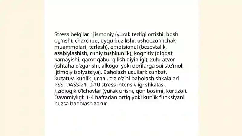 Stress va stressni bartataf etuvchi psixologik mashg‘ulotlar 4