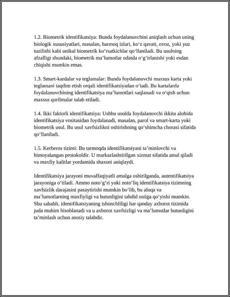 IDENTIFIKATSIYA VA AUTENTIFIKATSIYA TUSHUNCHASI VA VAZIFALARI 4