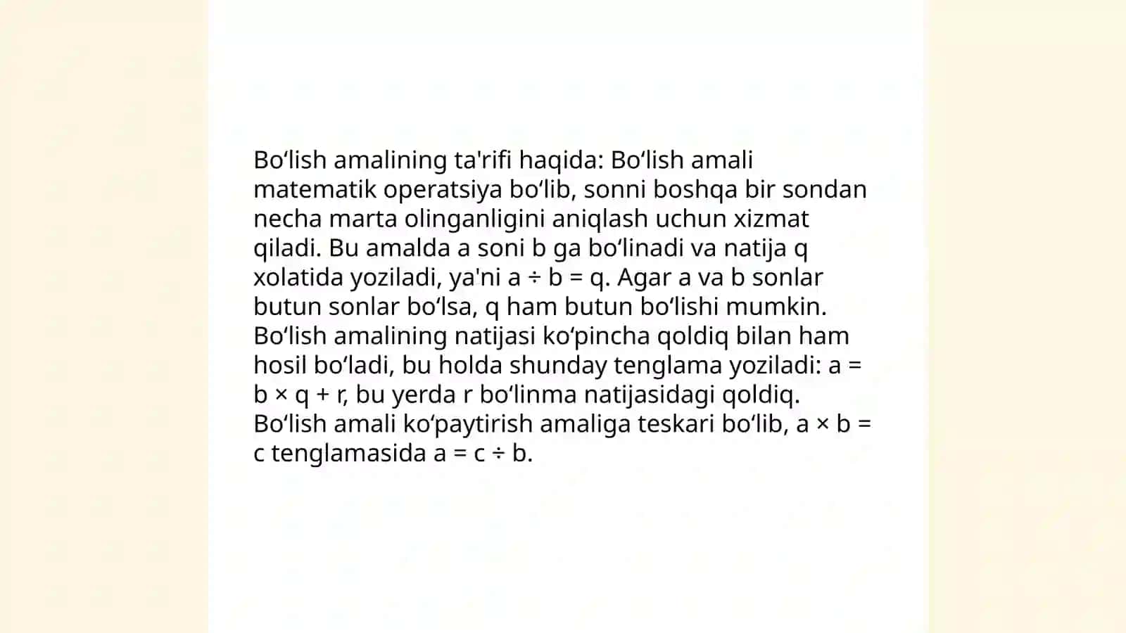 Ayirish va bo'lishning ta'rifi 4