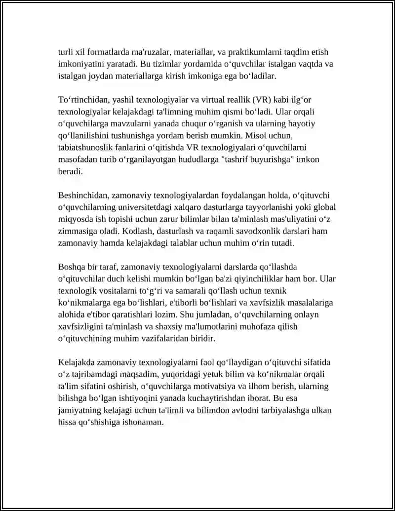 MEN KELAJAKDA QANDAY O’QITUVCHI BO’LAMAN 4