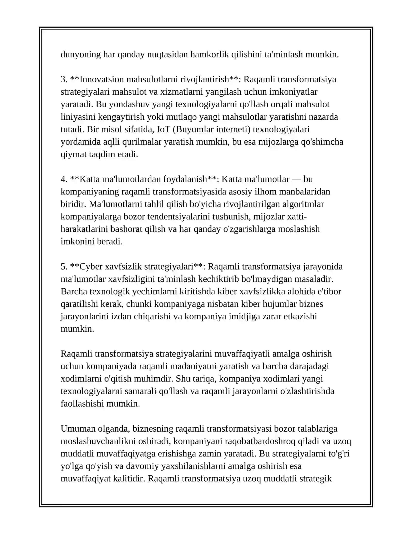 BIZNESNI REJALASHTIRISHDA INAVATSION YONDASHUVLAR VA RAQAMLI TEXNALOGIALAR 4
