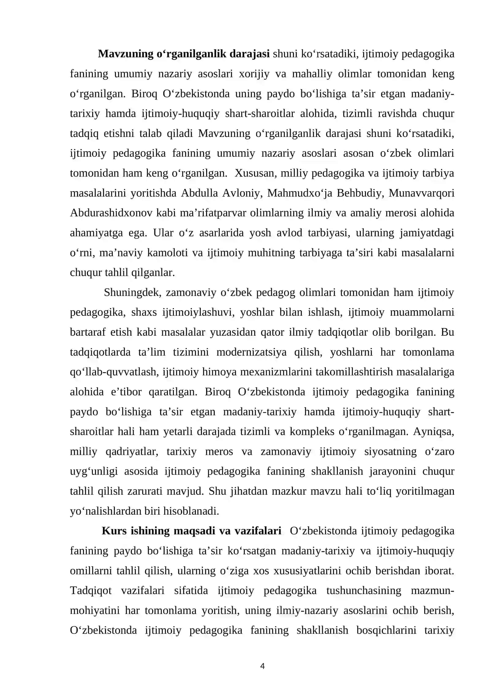 O‘zbekistonda Ijtimoiy Pedagogika Fanining Paydo Bo‘lishining Ma`daniy-Tarixiy, Ijtimoiy-Huquqiy Shart-Sharoitlari 4