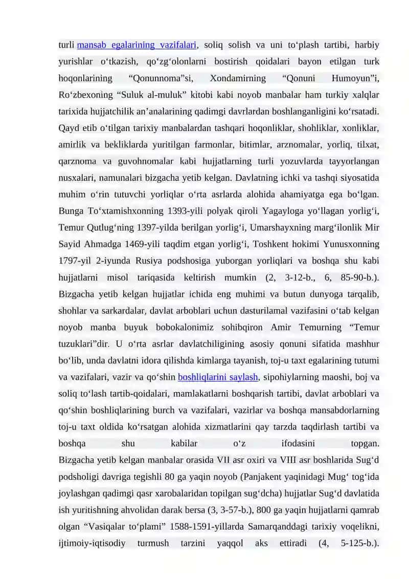 Hujjatlarning paydo bo‘lishi va tarixi. O'zbekiston Respublikasida hujjatchilikning takomillashuvi 4