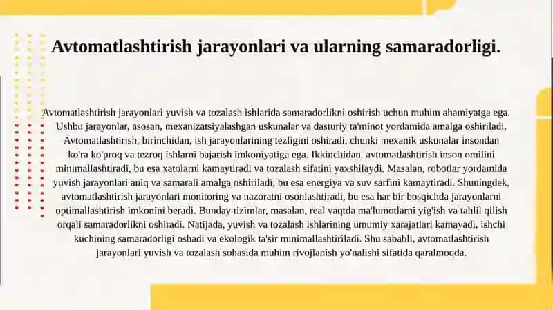 Yuvish va tozalash ishlarini mexanizatsiyalashtirish 4