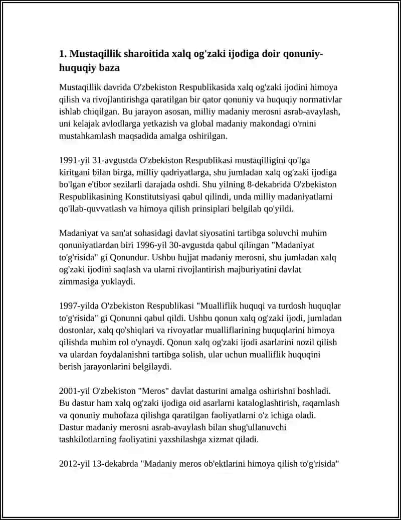 MUSTAQILLIK SHAROFATIDA XALQ OĞZAKI IJODINING DAVLAT MAQOMIGA ERISHUVI 4