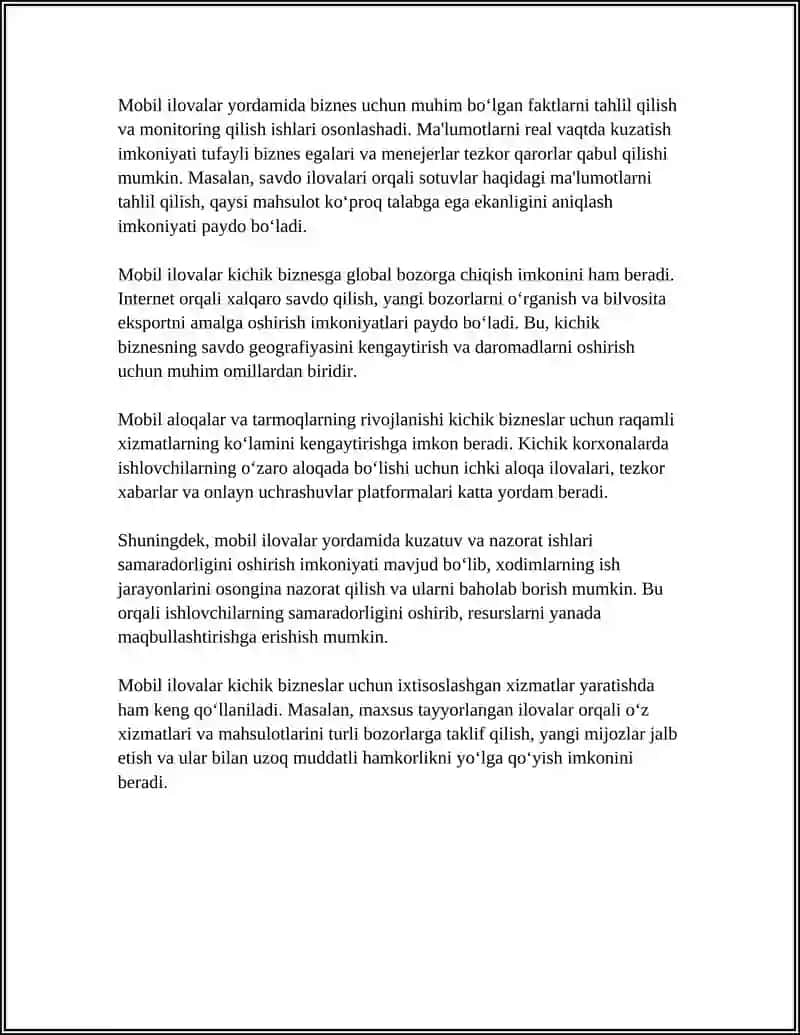 KICHIK BIZNES VA TADBIRKORLIKNI RIVOJLANTIRISHDA MOBIL ILOVALARNING AHAMIYATI 4