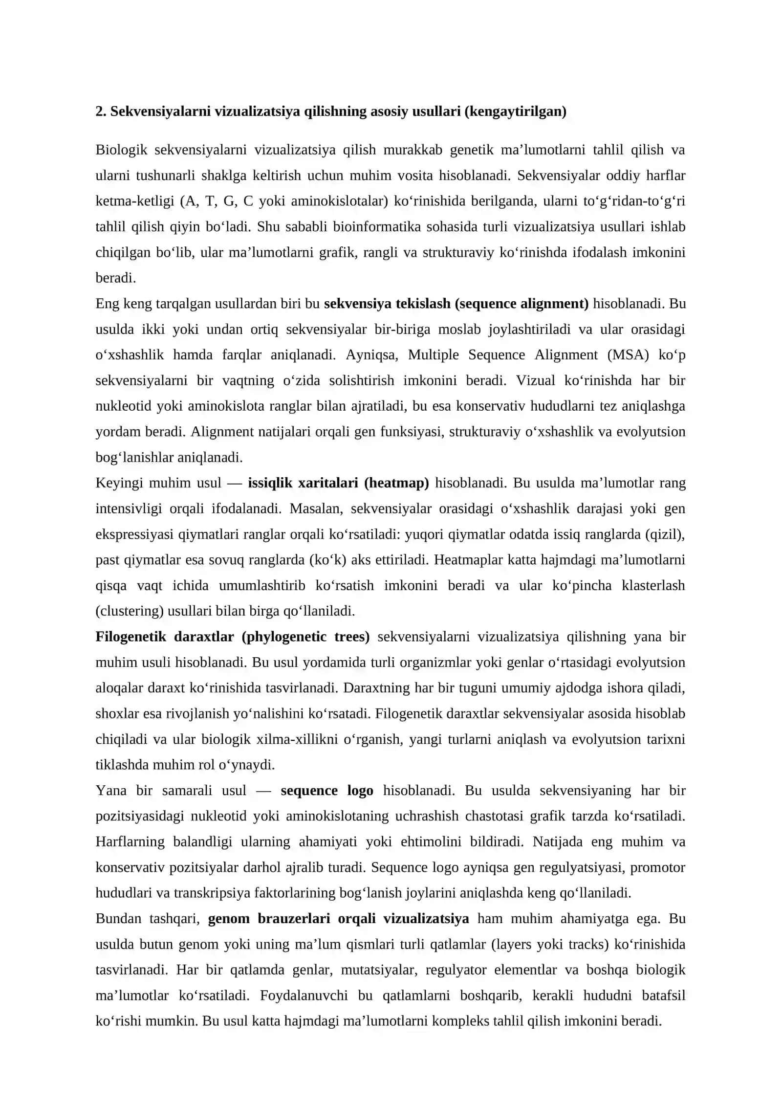 Biologik sekvensiyalarni vizualizatsiya qilish usullari 4
