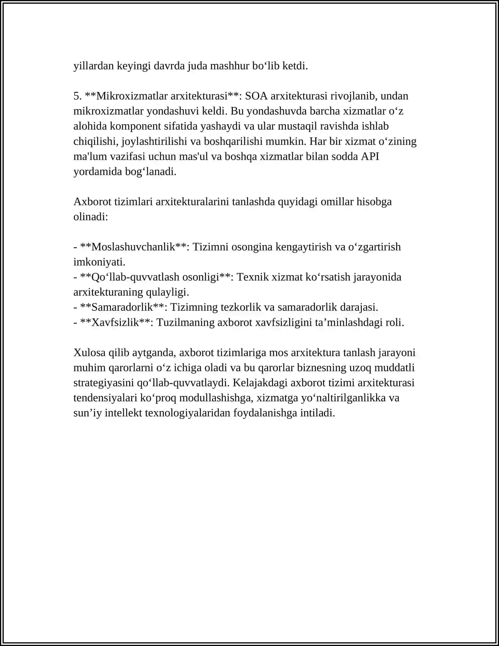 MUSTAQIL ISH Mavzu: AHBOROT TIZIMLARI 4