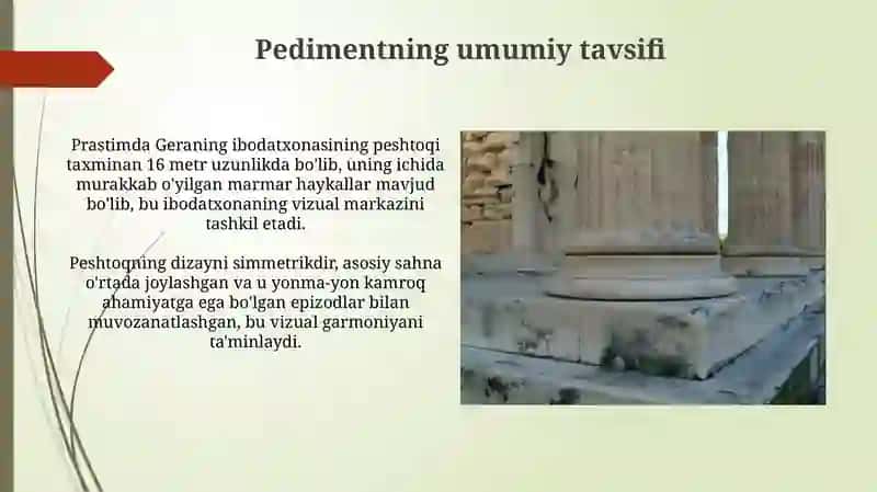 Prstimdagi Gera ibodatxonasi - ibodatxona fronton qismidagi relef taxlili 4