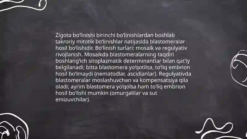 Proembrional rivojlanishning umumiy qonuniyatlari (Progenez) 4