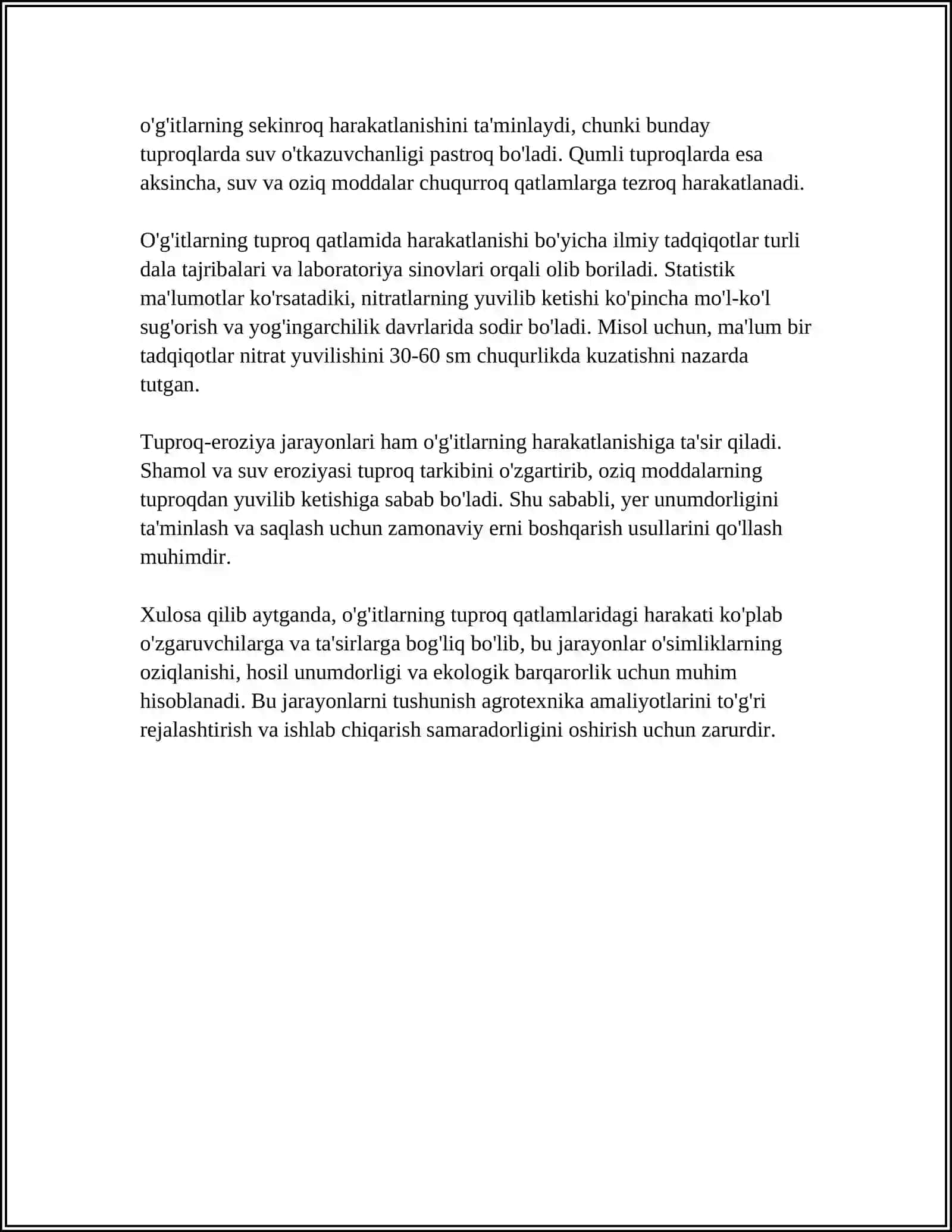 ISHLOV BERISH MOSLAMALARIGA BOGʻLIQ RAVISHDA OʻGʻITLARNING TUPROQ QATLAMLARI BOʻYLAB TARQALISHI 4