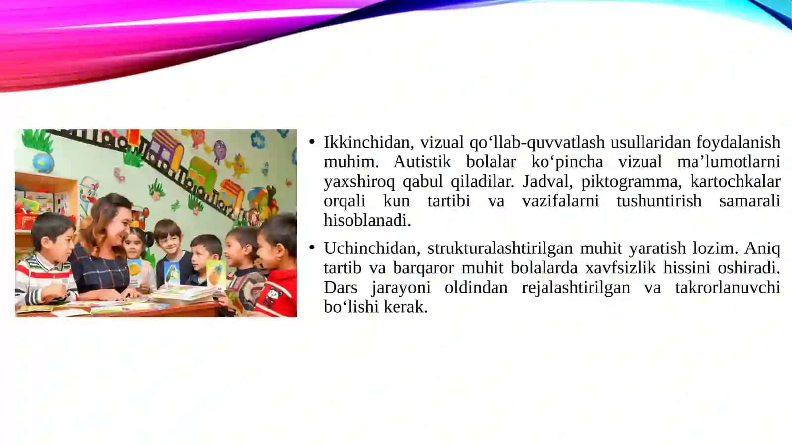 Autistik spektr buzilishlariga ega bolalar uchun inklyuziv ta’lim strategyalari va ularni amalga oshirish shart sharoitlari 4