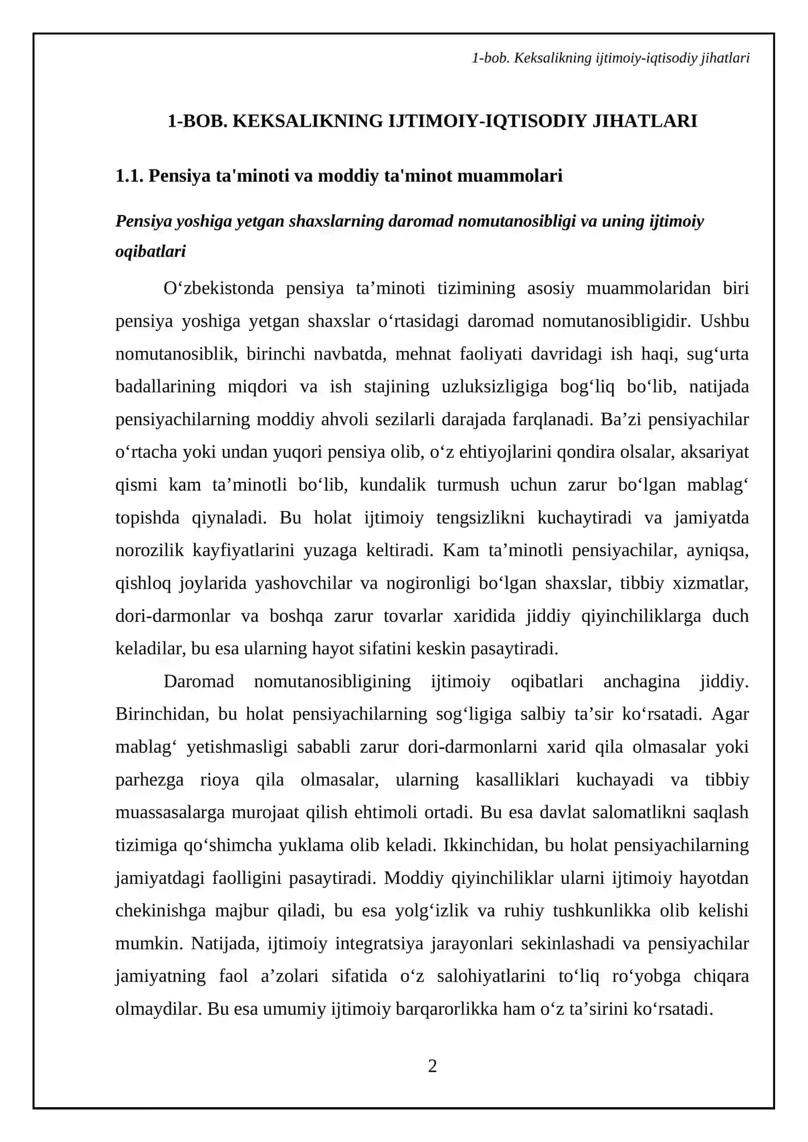 Kurs ishi Mavzu: Keksalik muammolari 4