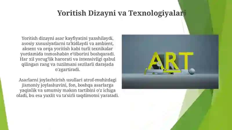 Badiiy asarni sahnalashtirish turlari va uni qo'yib ko'rsatish metodlari 4