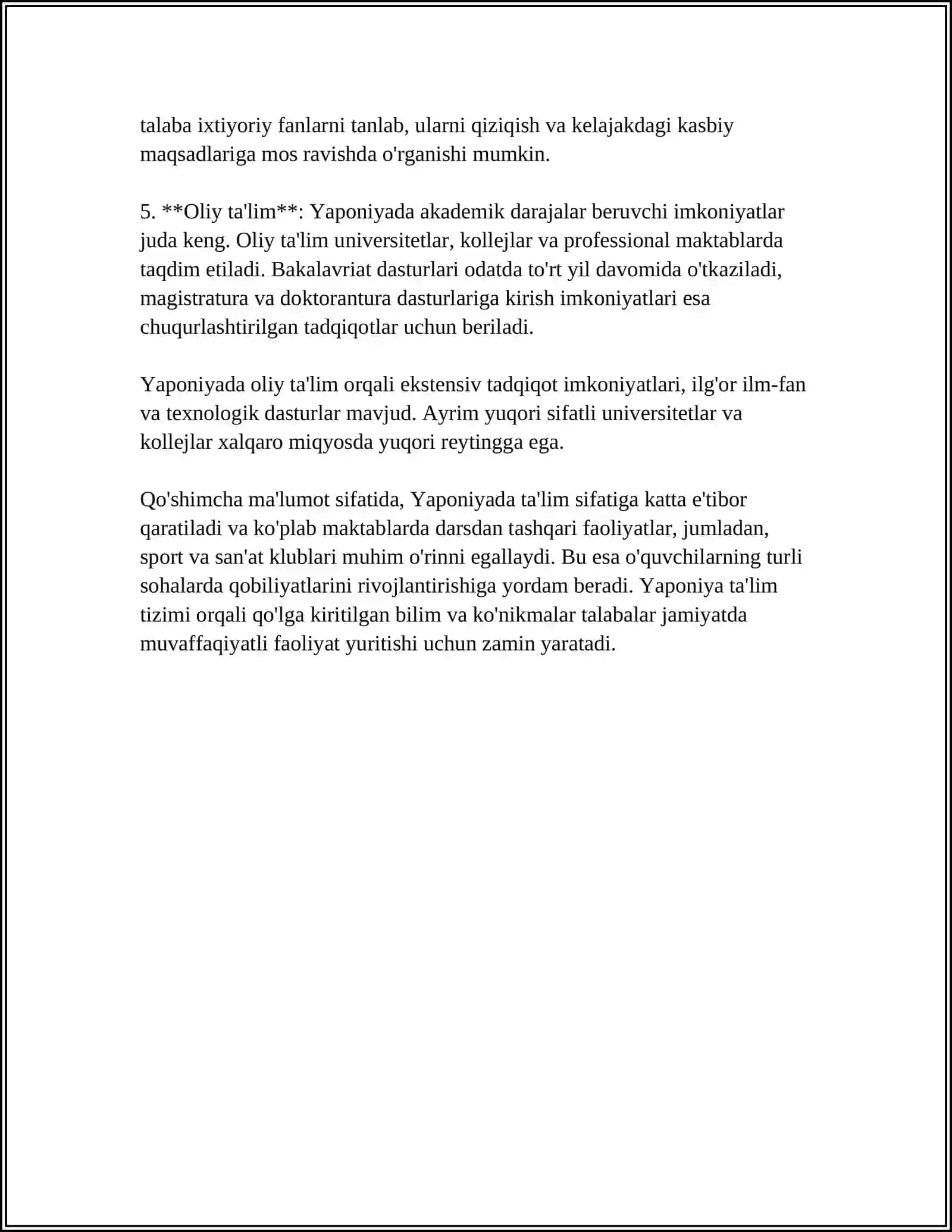 Yaponiya Davlatining Ta'lim Tizimi 4