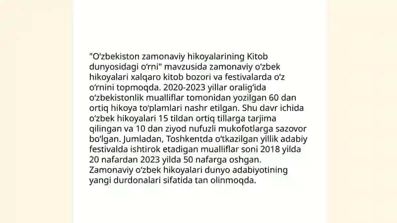 Kitob dunyosi gazetasida eʼlon qilingan hikoyalar tahlili 4