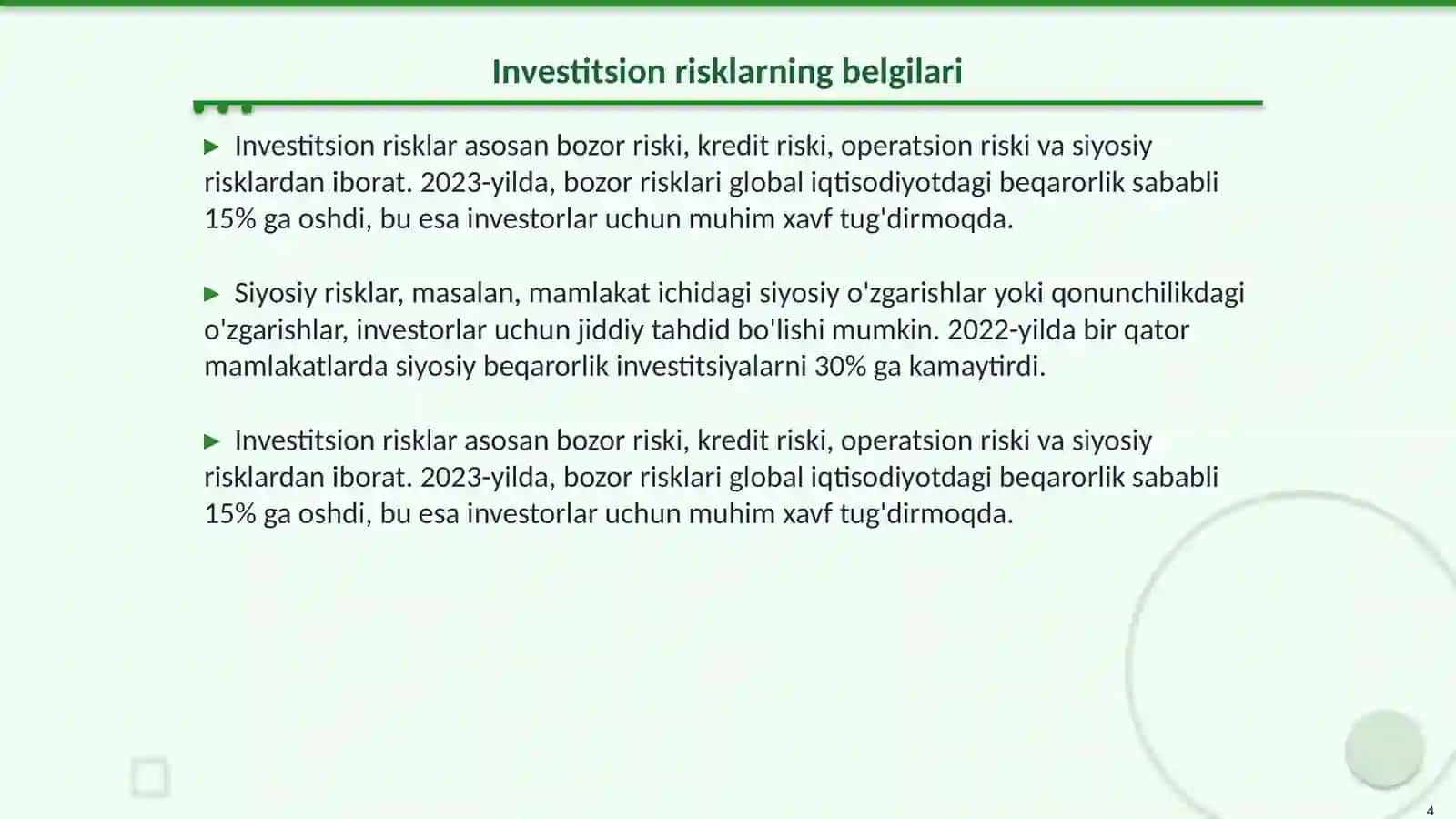 Moliyaviy va investitsion risklarni boshqarish mehanizmlari 4