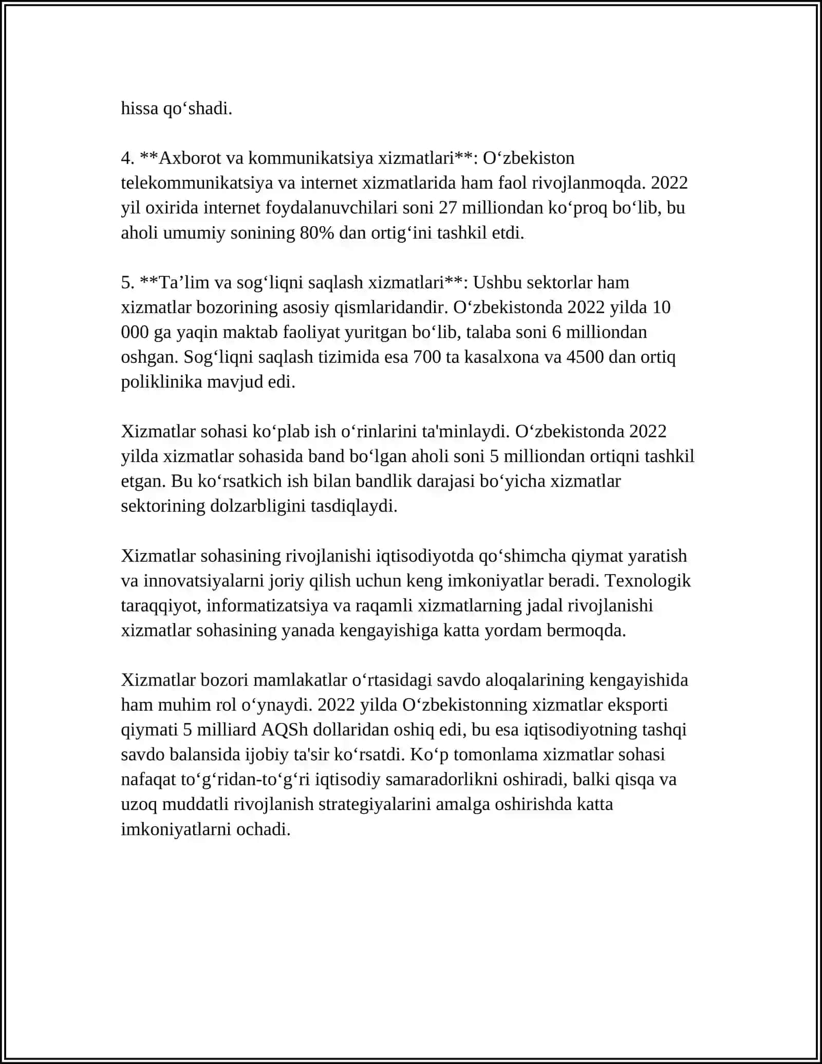 XIZMATLARNING MOHIYATI,XILLARI,TURLARI VA XUSUSIYATLARI 4