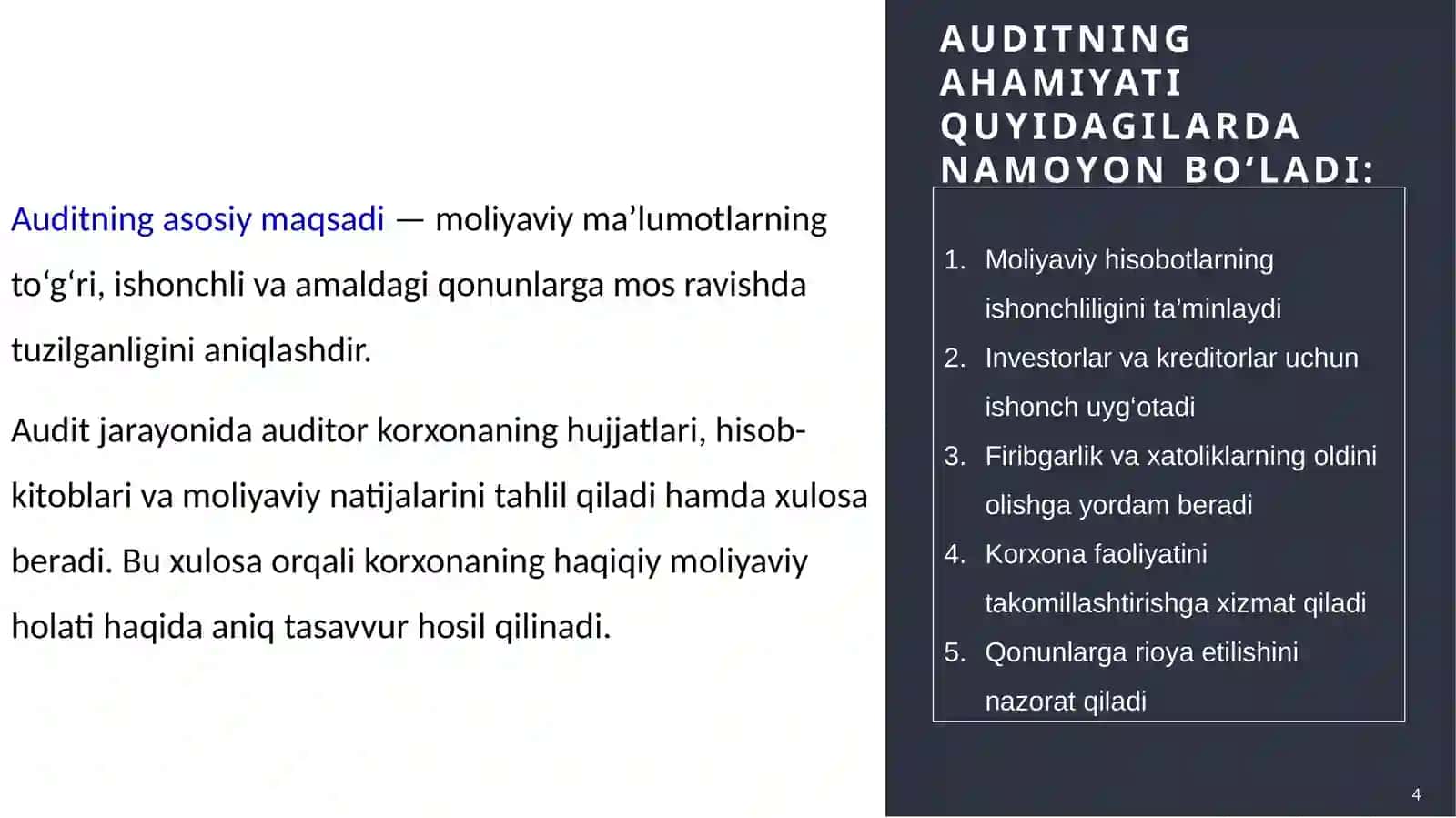 Auditning xalqaro standartlari maqsadi va umumiy tamoyillari 4