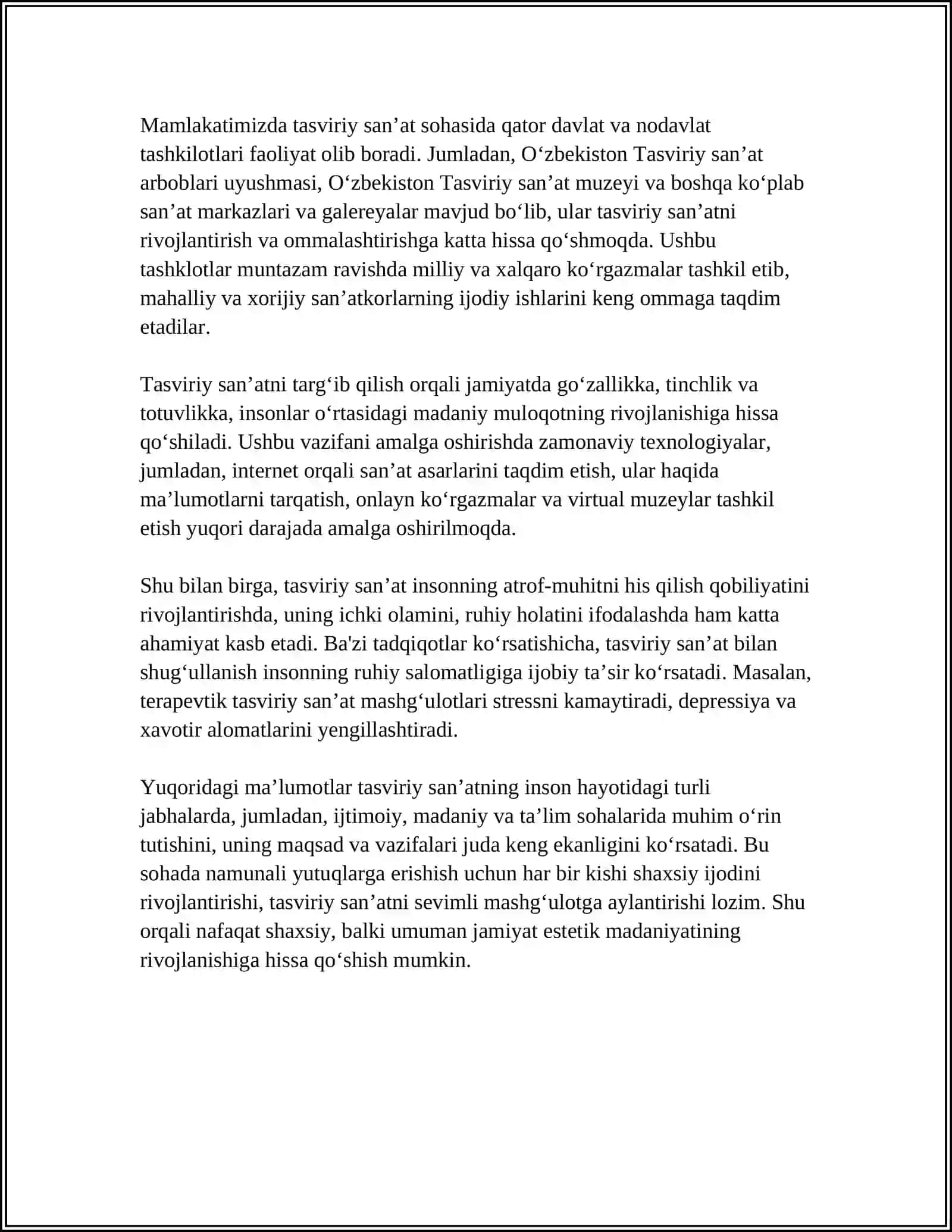 TASVIRIY FAOLIYATGA ÓRGATISHNING UMUMIY MASALALARI 4