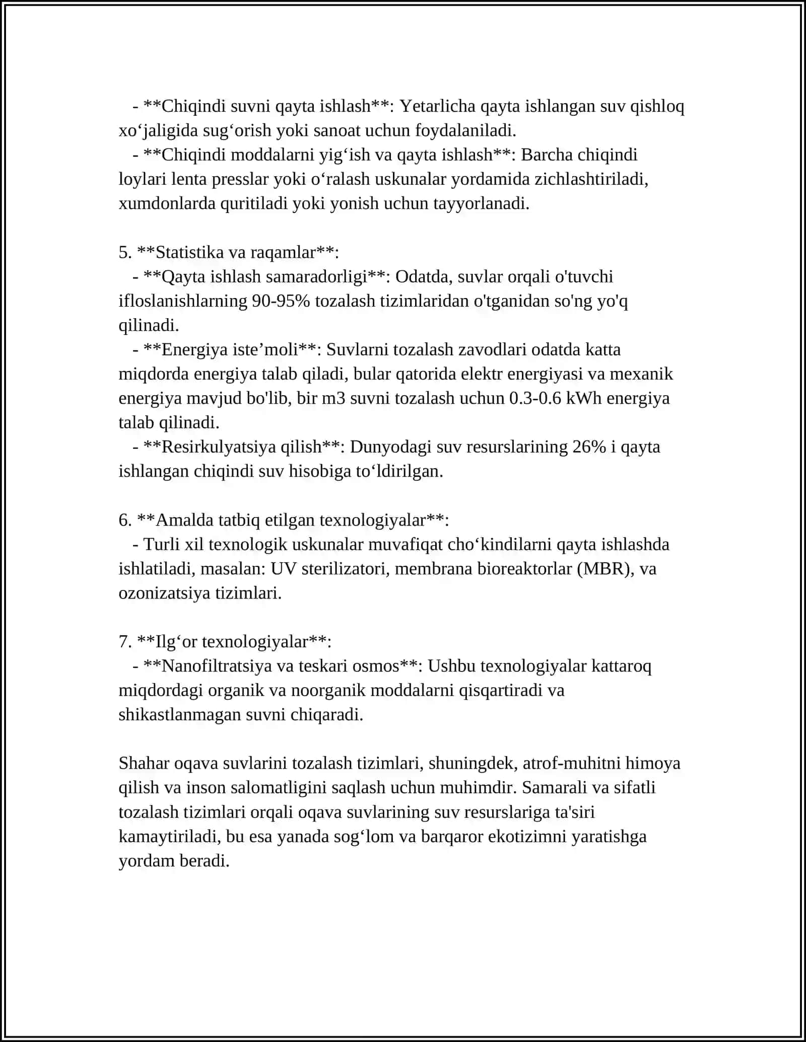 Shahar Oqava Suvlarining Tozalanish Tizimlari 4