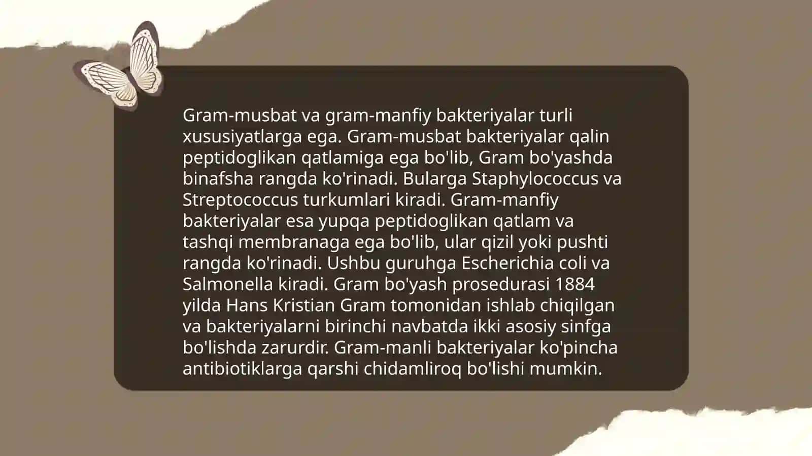 Bakteriyalar klassifikatsiyasi, toksonomiyasi, serologik xususiyatlarini oʻrganish 4
