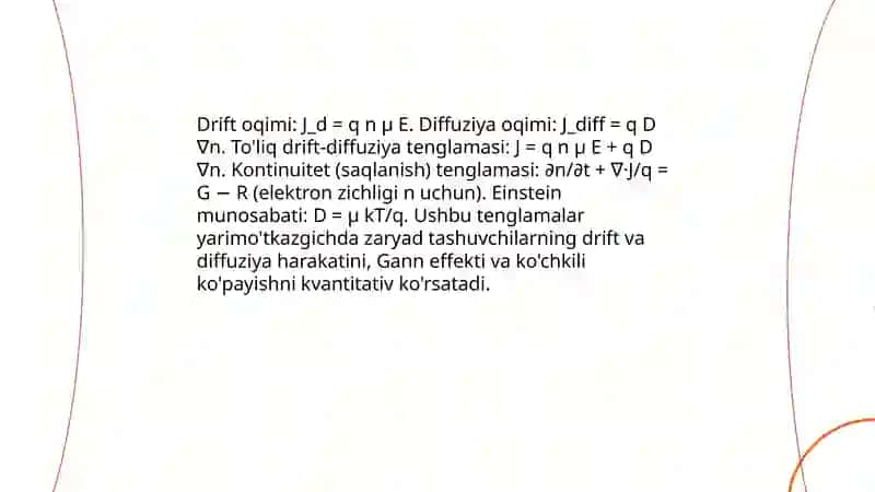 Yarimo'tkazgichda zaryad tashuvchilarning harakatlanish 4
