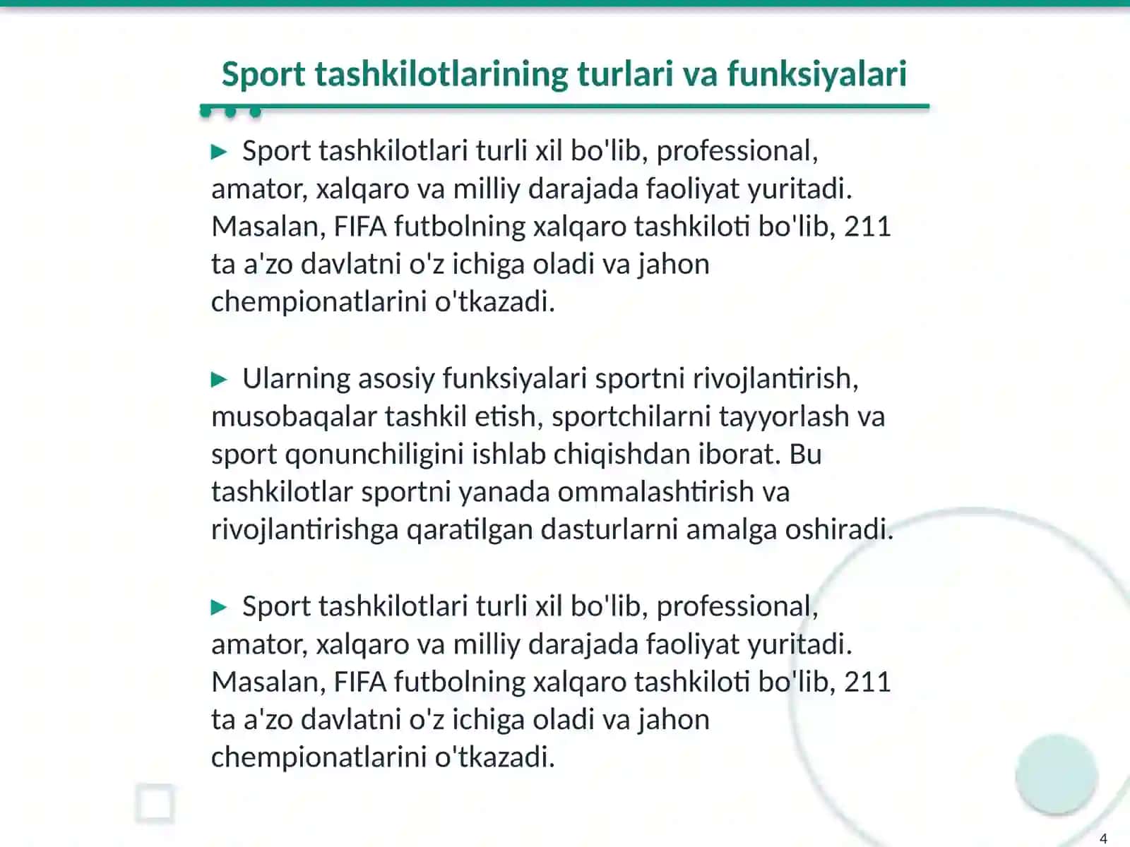 Sport tashkilotlari tushunchasi 4