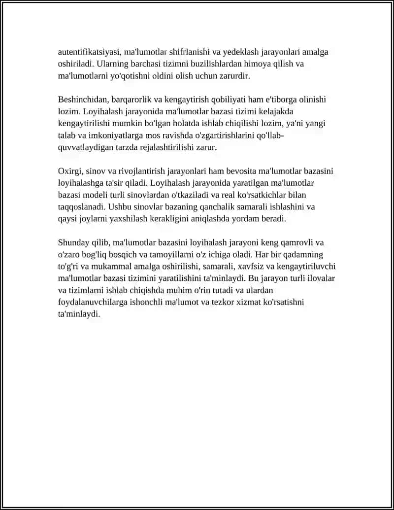 Ma'lumotlar bazasini boshqarish tizimlarida soha bo'yicha ma'lumotlar bazasini yaratish 4