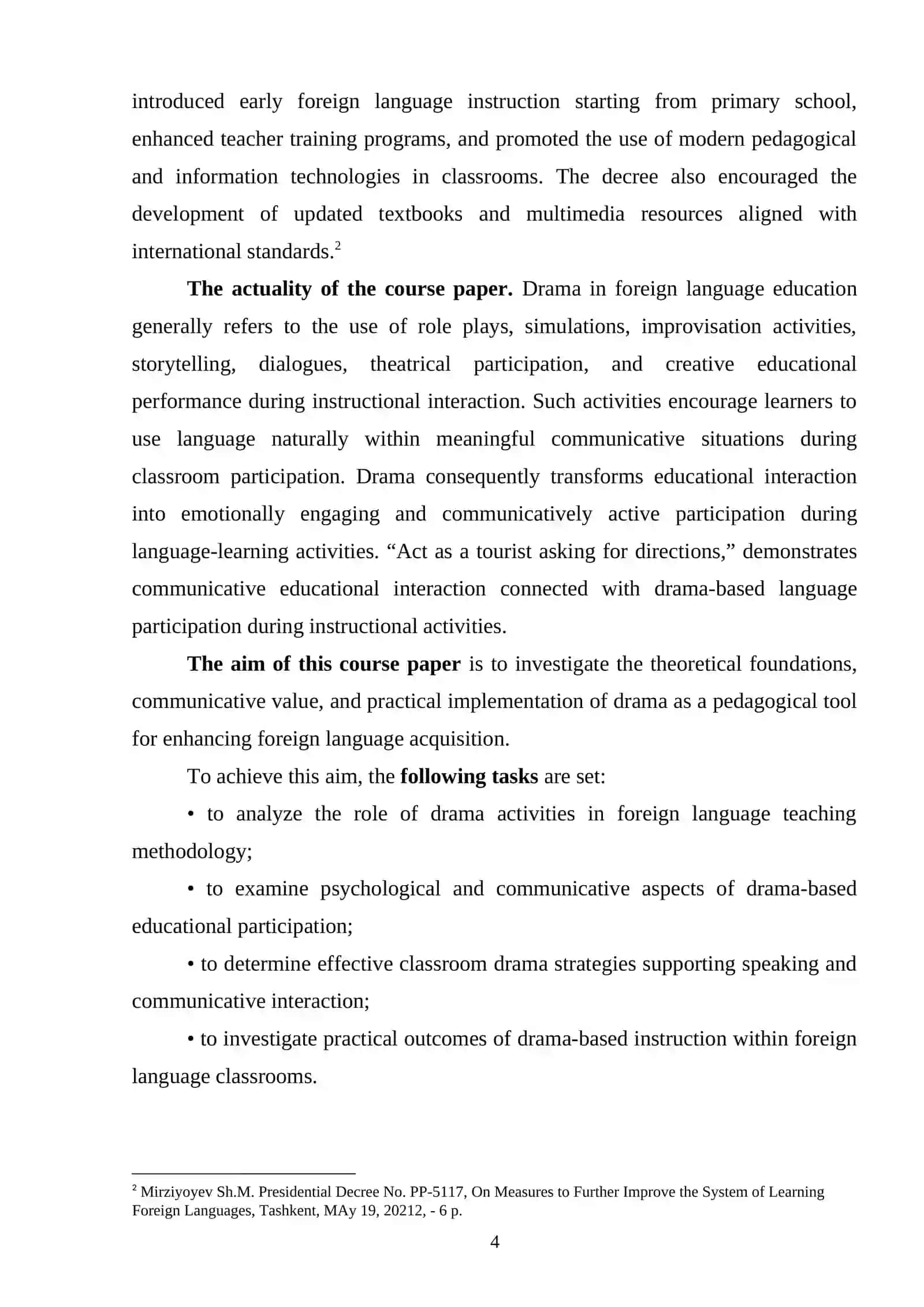 Course Paper: The role of drama in language learning 4