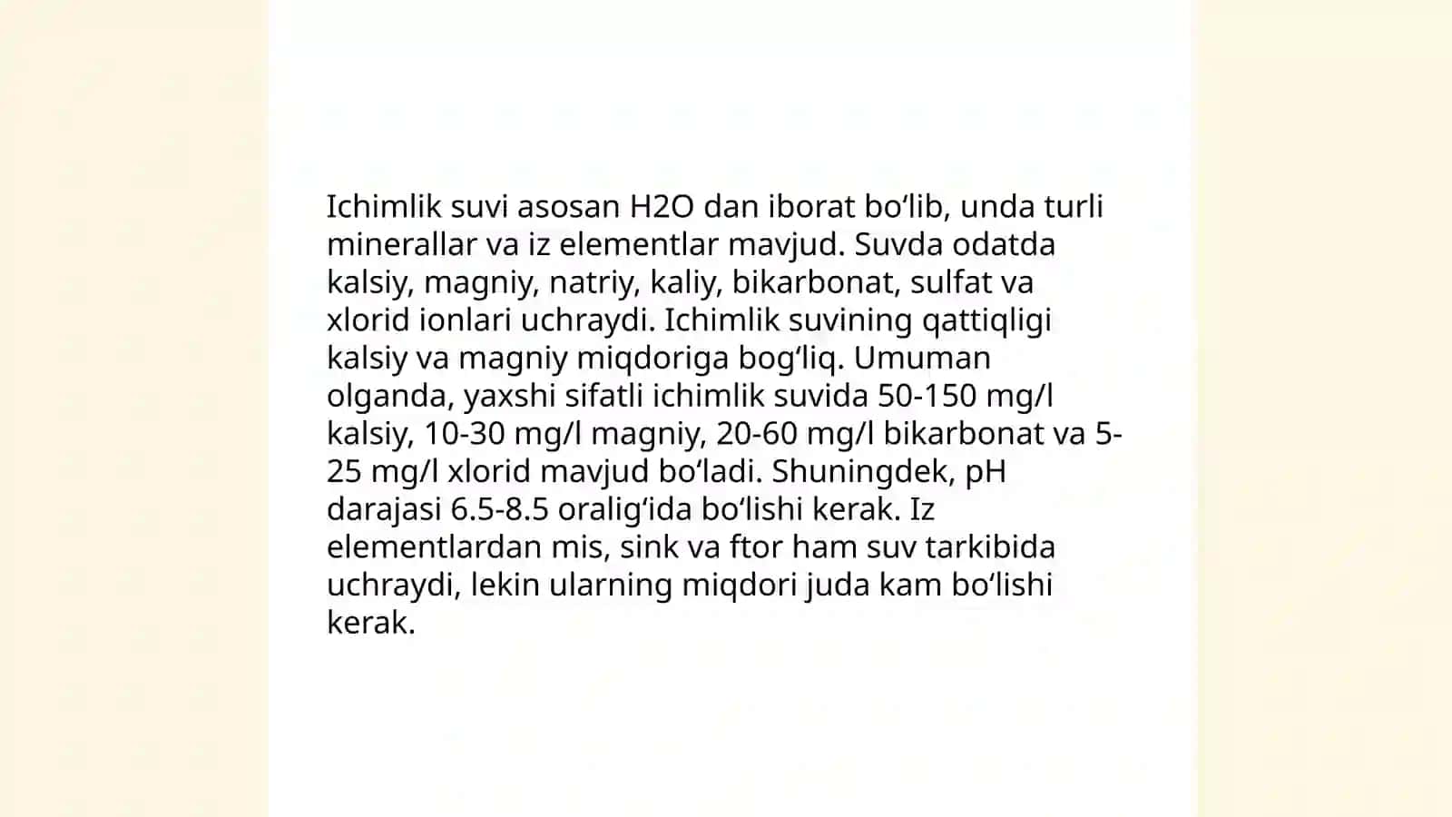 Ichimlik suvining fizikaviy xususiyatlari 4