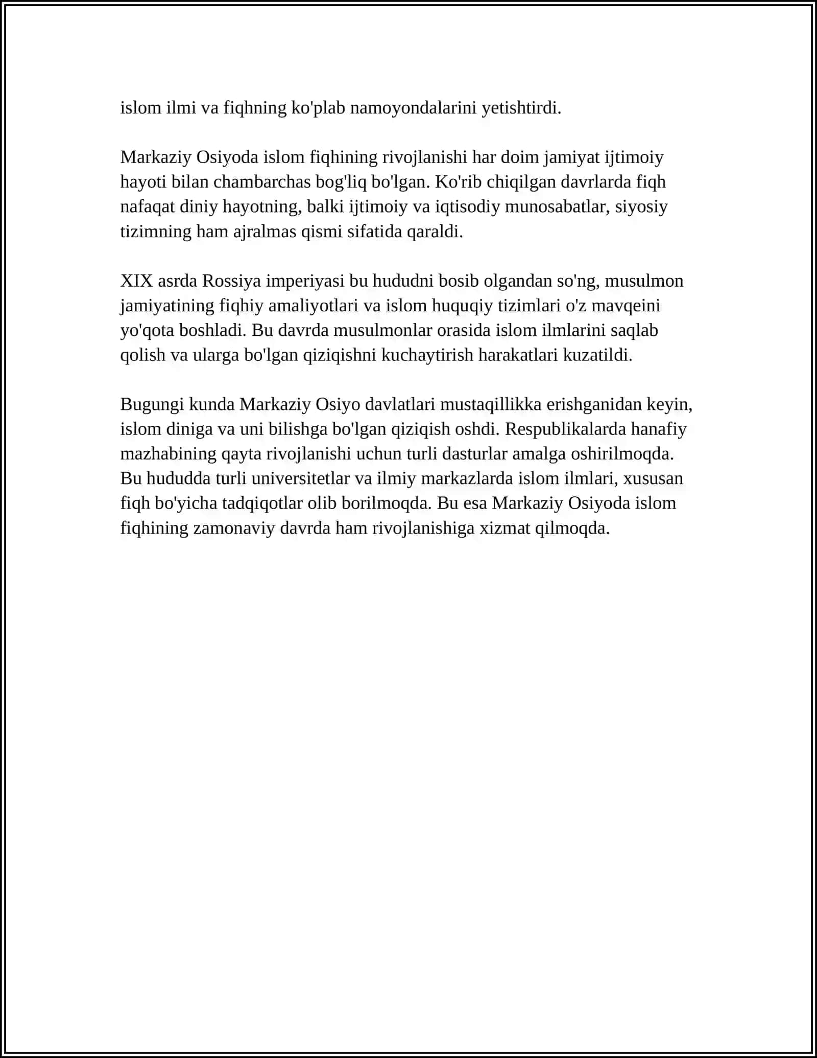 HANAFIY MASXABI RIVOJIDA MARKAZIY OSIYO FAQIHLARINING XISSASI 4