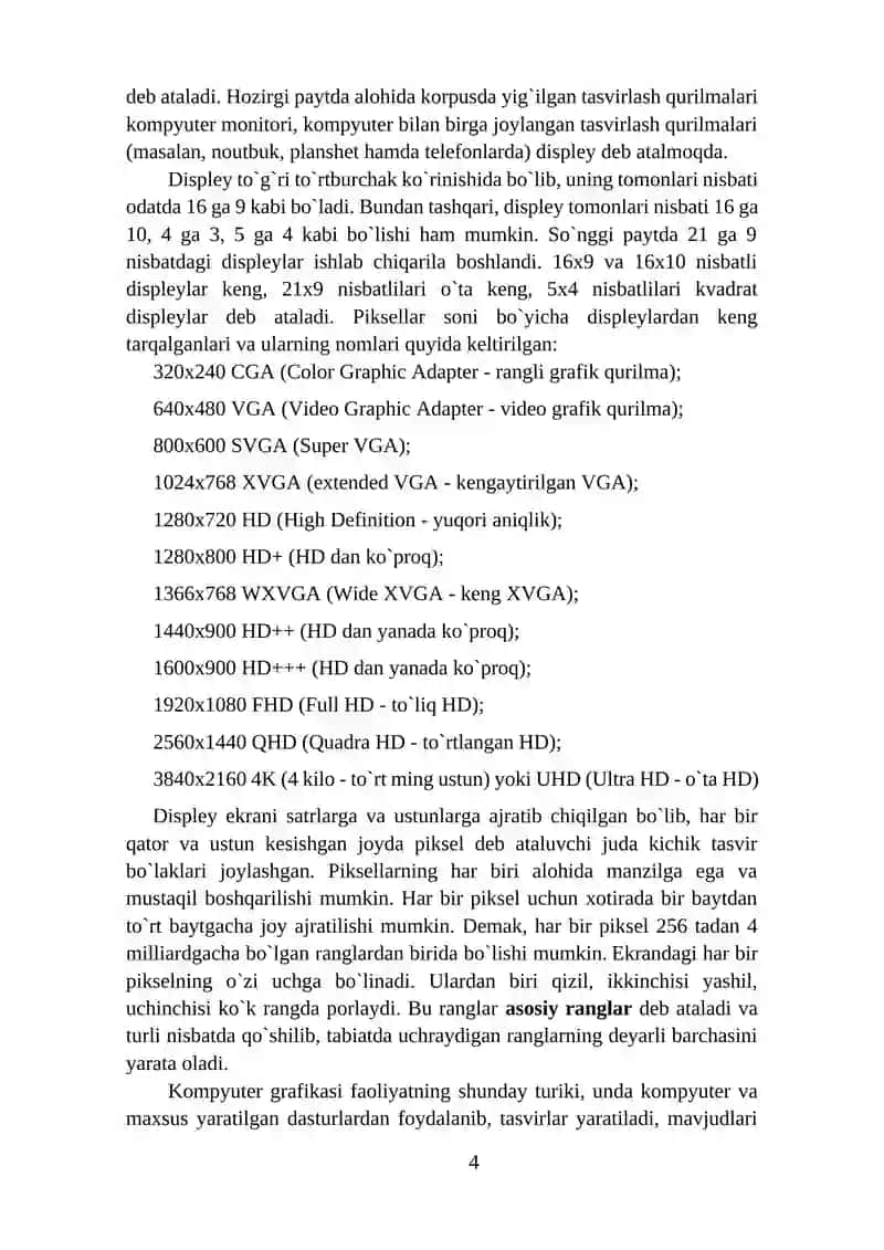 Tasvirlarni kompyuter xotirasiga kiritish va saqlashning asosiy prinsiplari 4