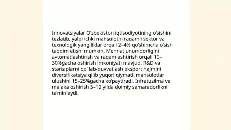 O'zbekistonning innovatsion siyosatining iqtisodiy asoslari 4