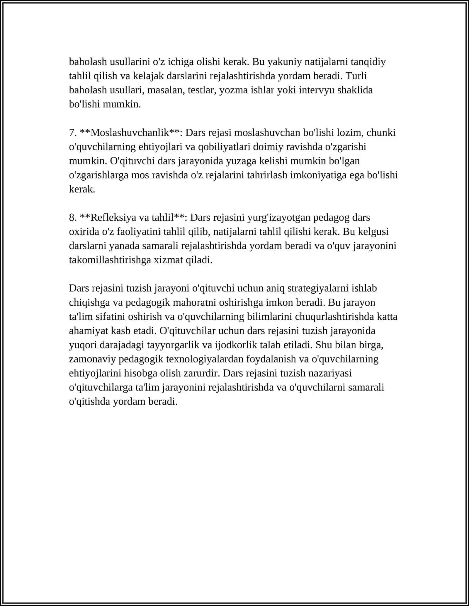 DARS ISHLANMASINI TUZISH METODIKASI 4