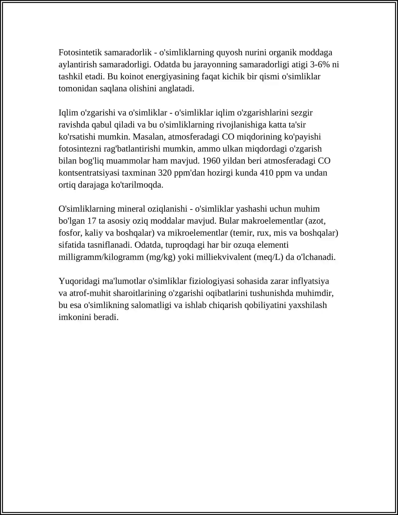 GULISTON DAVLAT UNIVERSITETI BIOLOGIYA TURLAR BOʻYICHA MUSTAQIL ISH 4