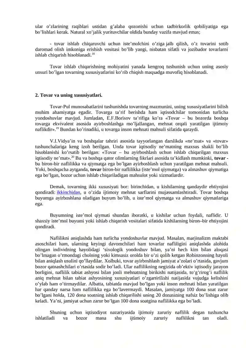 Tovar iqtisodiy mazmuni va uning xususiyatlari 4