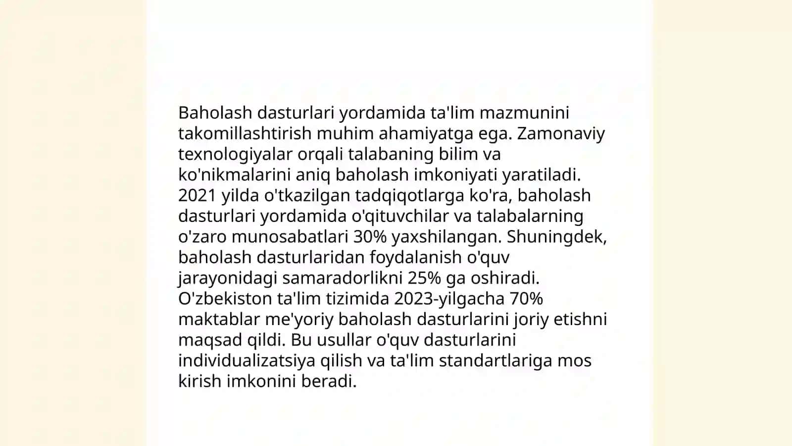 Xalqaro baholash dasturlarini joriy etishning ta'lim sifatiga va mazmuniga ta'siri 4