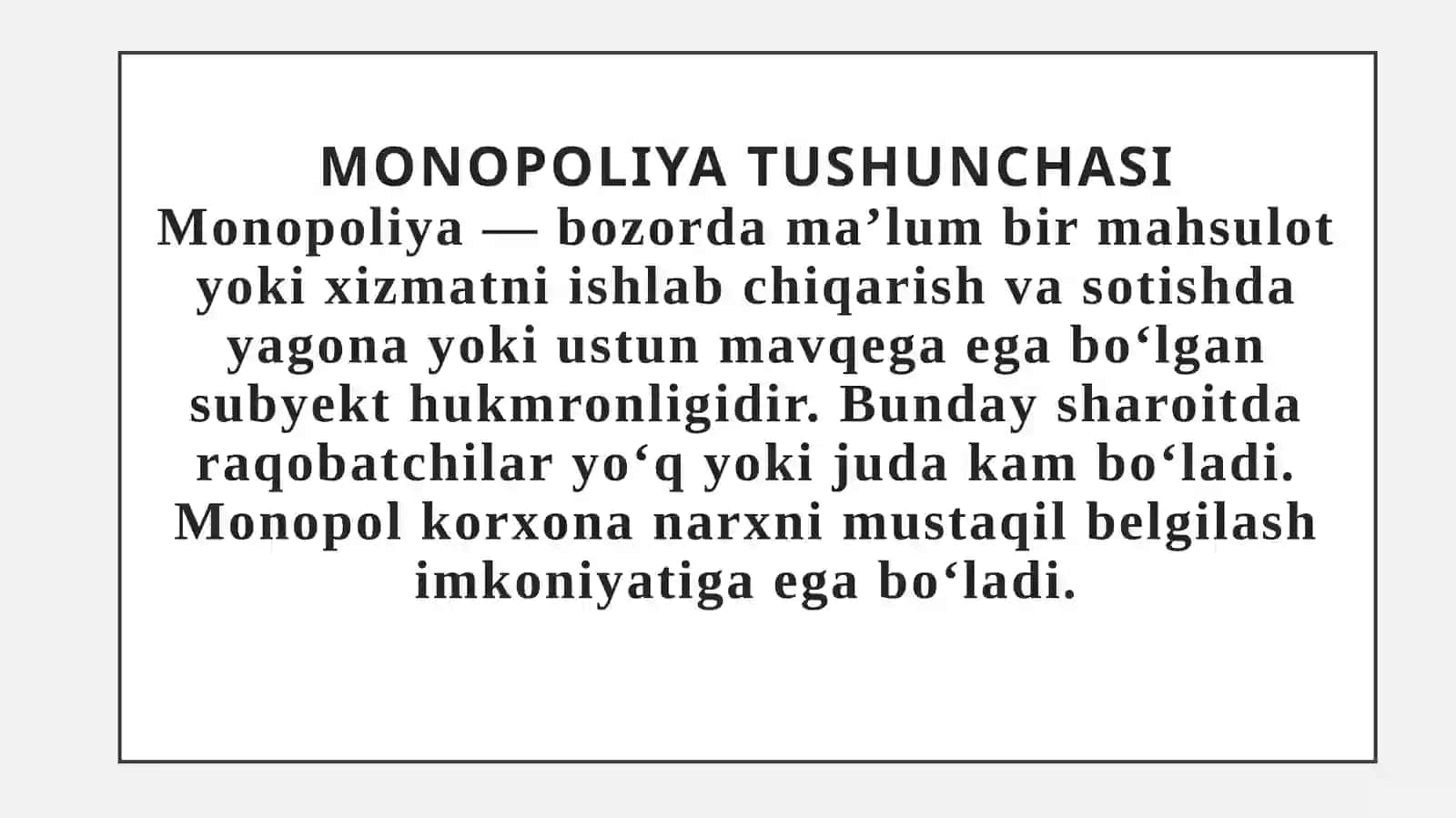 MONOPOLIYAGA qarshi qonunchilik va ularning amal qilishi 4