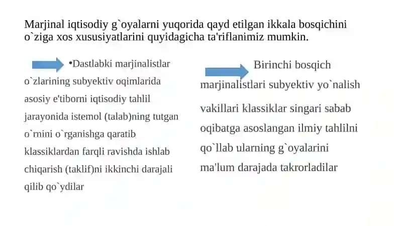 Marjinalizm iqtisodiy ta’limoti. Neoklassik iqtisodiy maktab qarashlari. Institutsionalizm 2 4