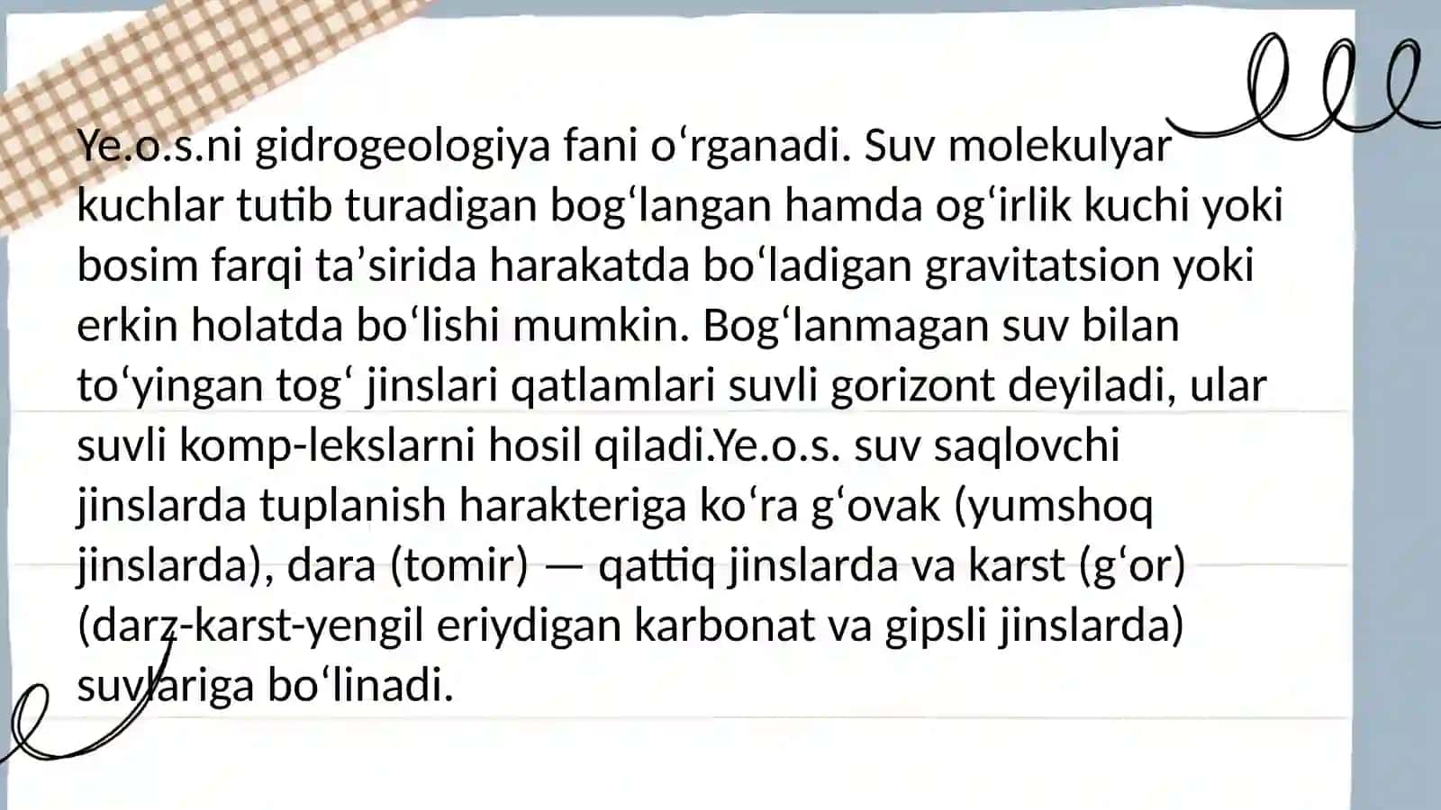 Yer osti suvlari tushunchasi va ularning gidrosferadagi o‘rni 4