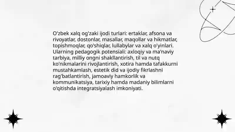 Xalq pedagogikasi va o'zbek xalq og'zaki ijodi 4