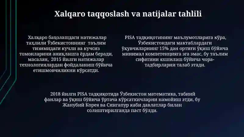 Xalqaro baholash (PISA tadqiqotlarida innovatsion pedagogik texnologiyalar) 4
