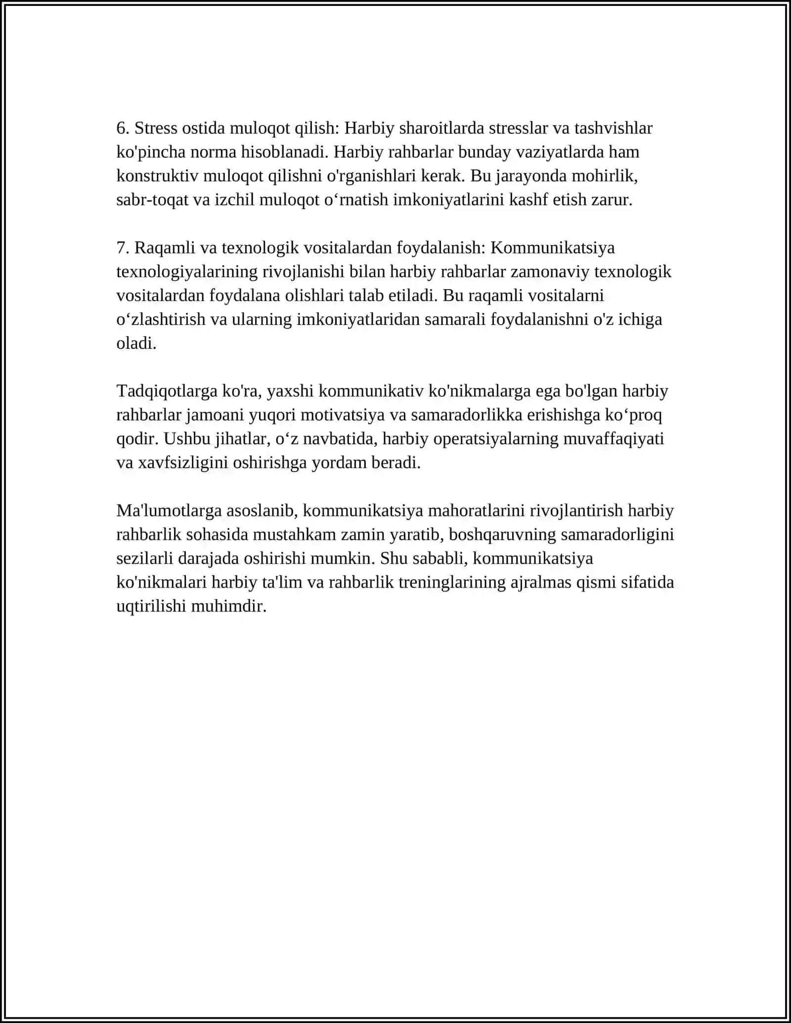 HARBIY RAHBAR MAHORATI HAQIDA FIKRLAR XILMA XILLIGI 4