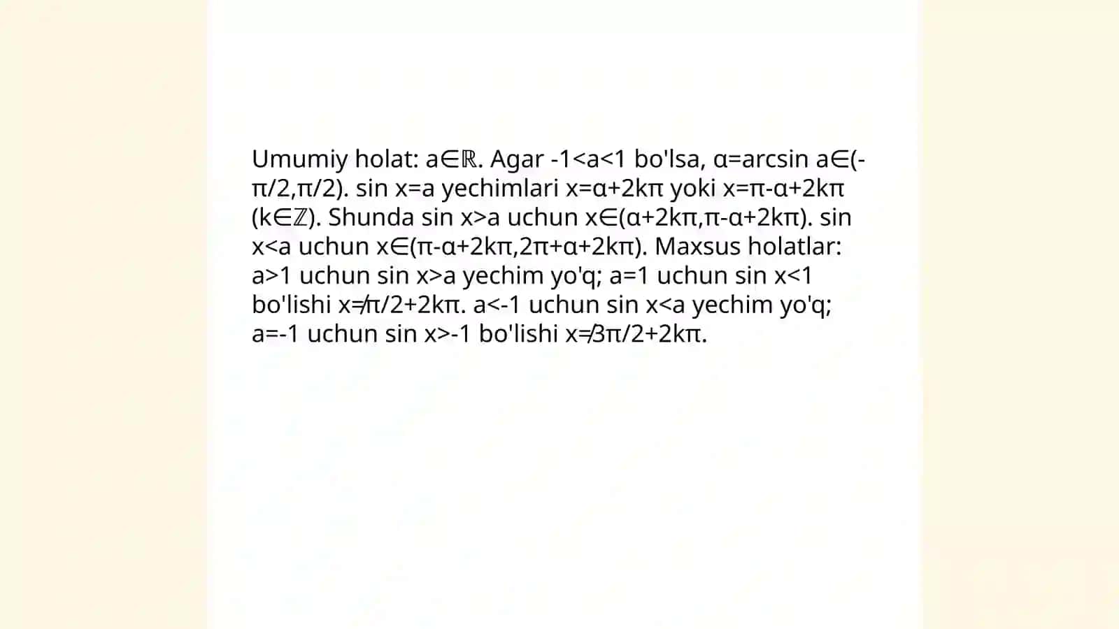 Trigonometrik tengsizliklarni yechish 4