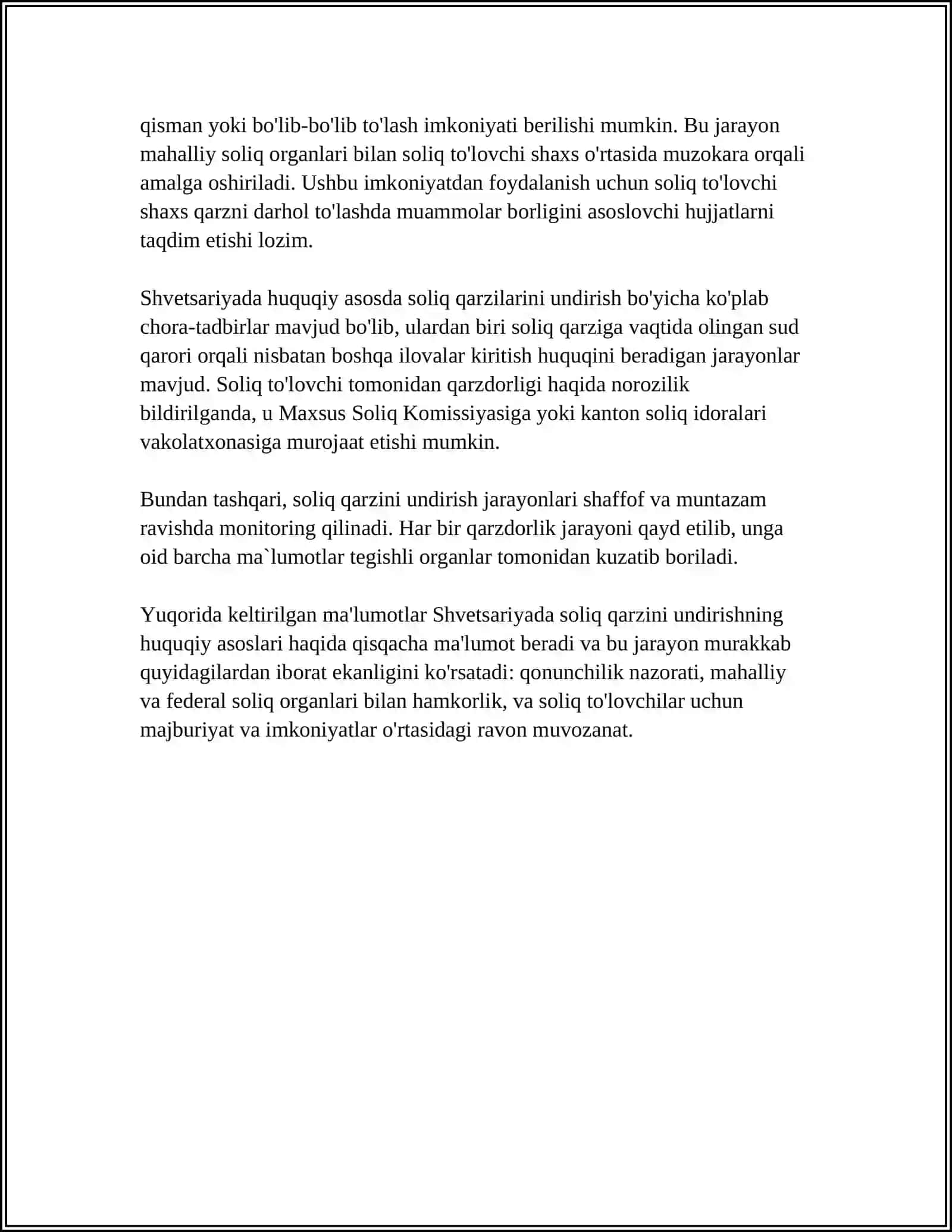 SHVETSARIYADA SOLIQ QARZINI UNDIRISH TARTIBI 4