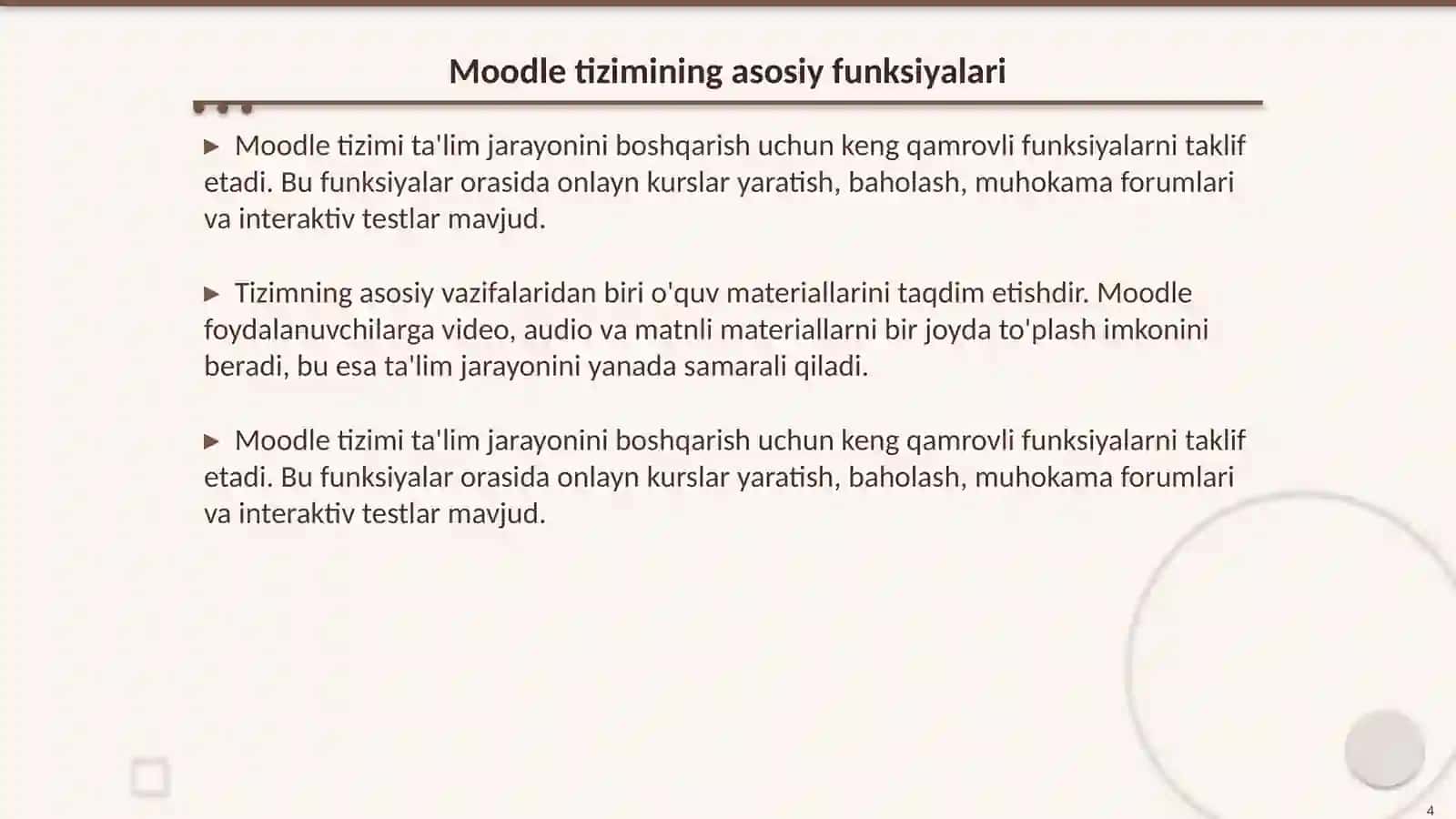 Moodle tizimidan foydalanish 4