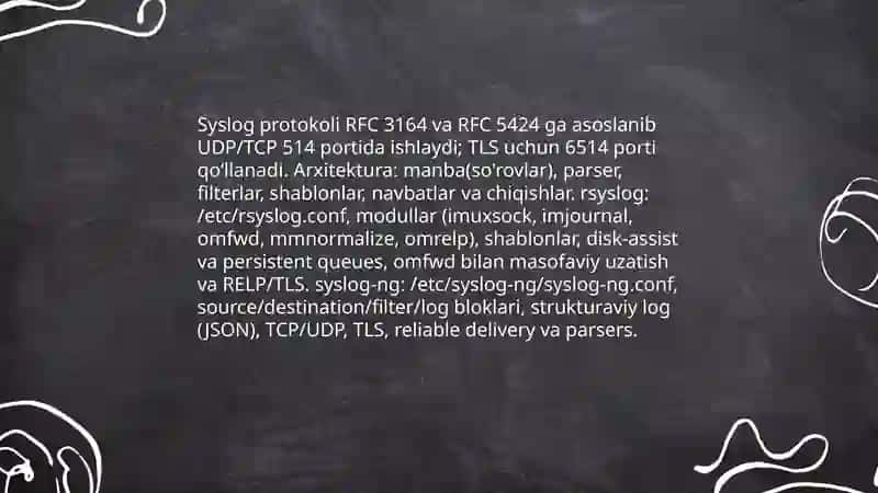 Axborot xavsizligida log fayllar va jurnallash usullari-Loglar orqali kiberxujumlarni aniklash:fail2ban,syslog,ELK stack 4