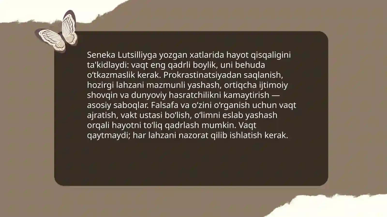 Seneka va stoik falsafaning "Lutsilliyga axloqiy xatlar" asari 4